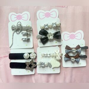 New 11 pieces bundle shiny sparkly pearl hair clips barrettes accessories 11